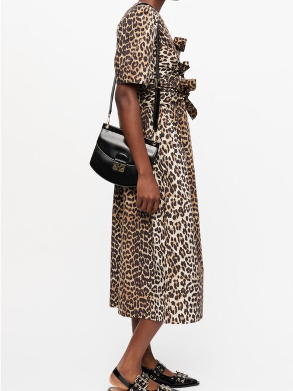 Ganni. NWT. Leopard Tie Front Dress. Spring Summer 2025. Size 42/ LG - Picture 11 of 12